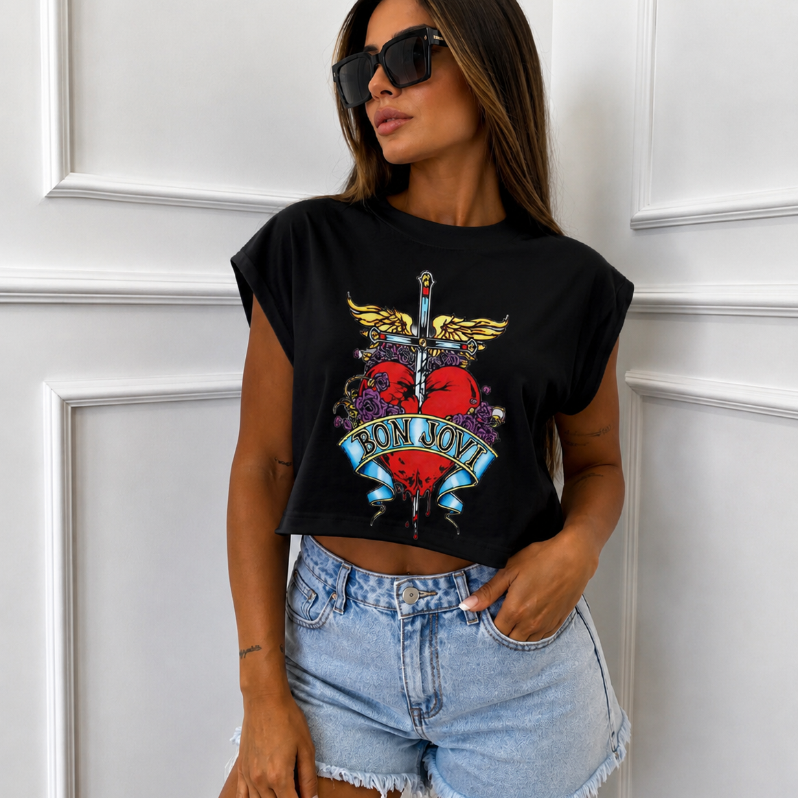 Shirt crop BAROCK bon jovi